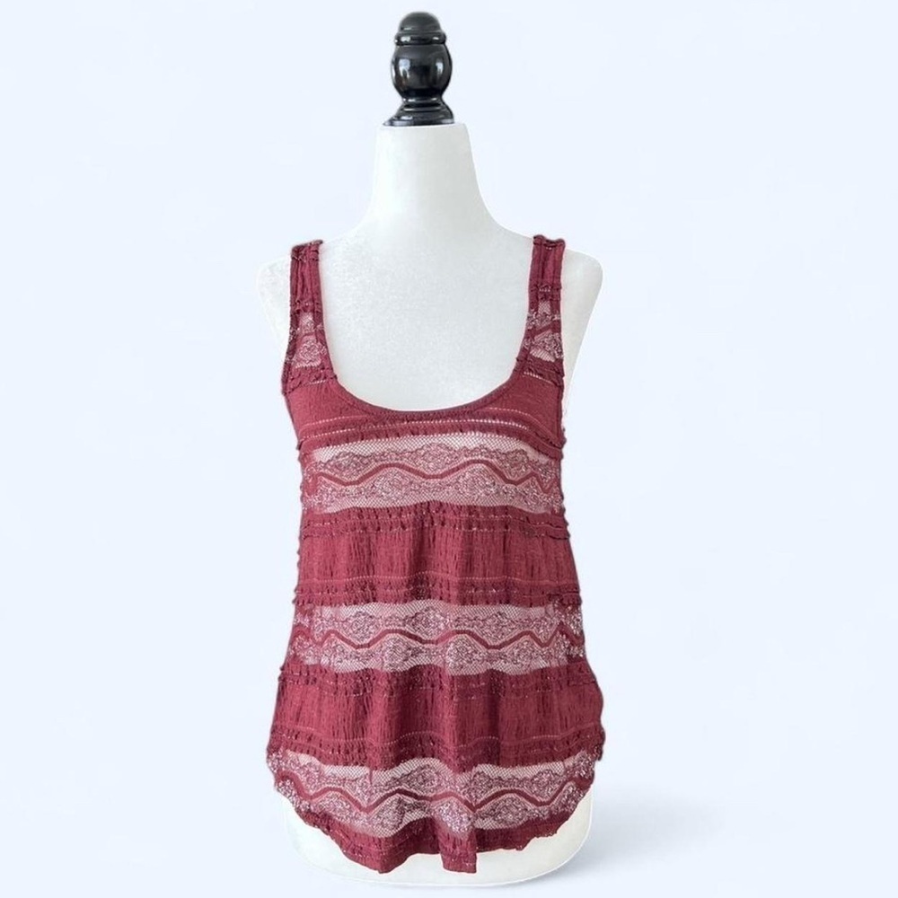 Vintage Silence & Noise Urban Outfitters Sheer Red Art Boho Holiday Party Top XS
